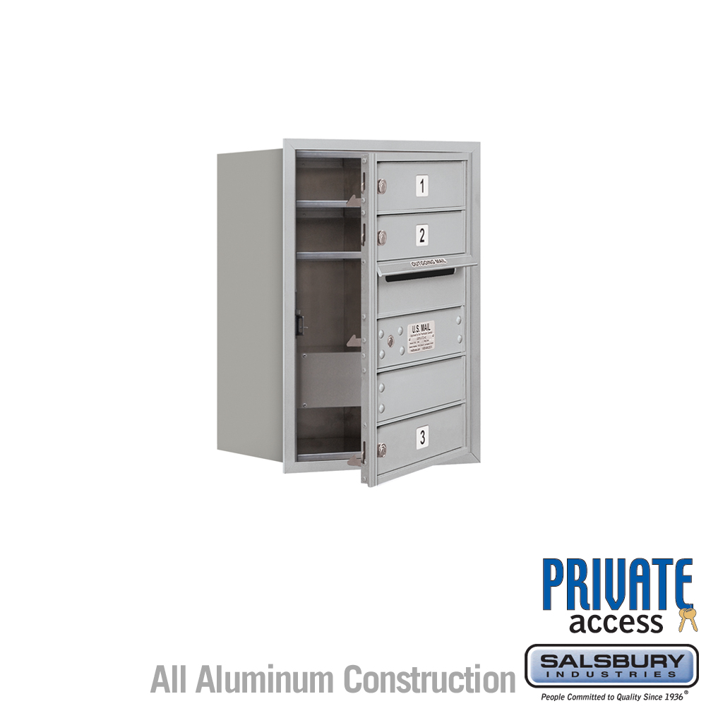 17 x 23.875 x 16.5 in. Recessed Mounted 4C Horizontal Mailbox - Front Loading - Private Access, Aluminum
