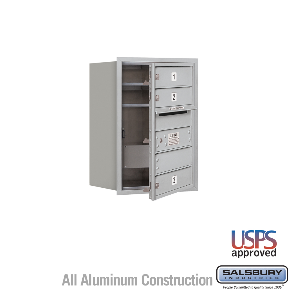 17 x 23.875 x 16.5 in. Recessed Mounted 4C Horizontal Mailbox - Front Loading - USPS Access, Aluminum