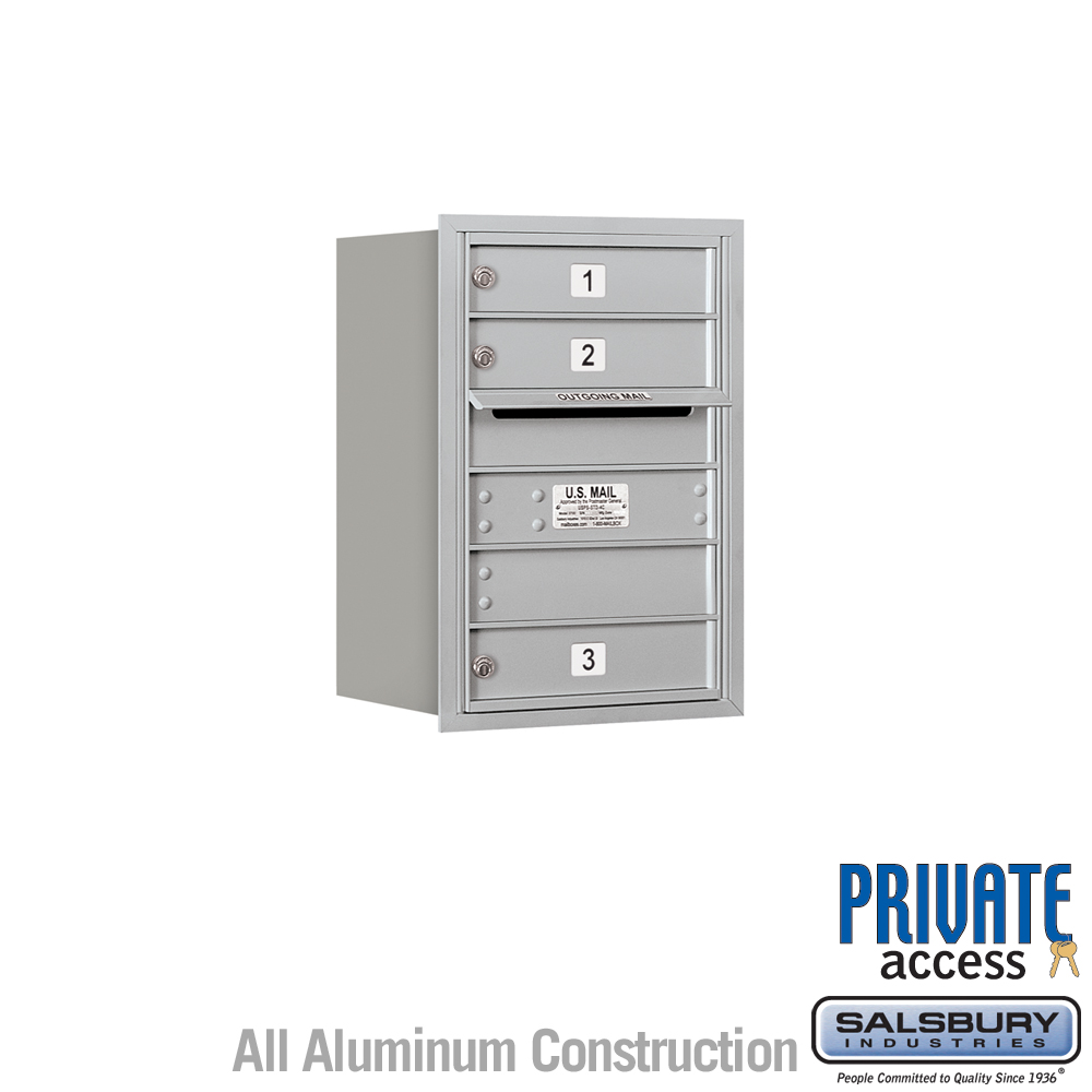17 x 23.875 x 16.5 in. Recessed Mounted 4C Horizontal Mailbox - Rear Loading - Private Access, Aluminum