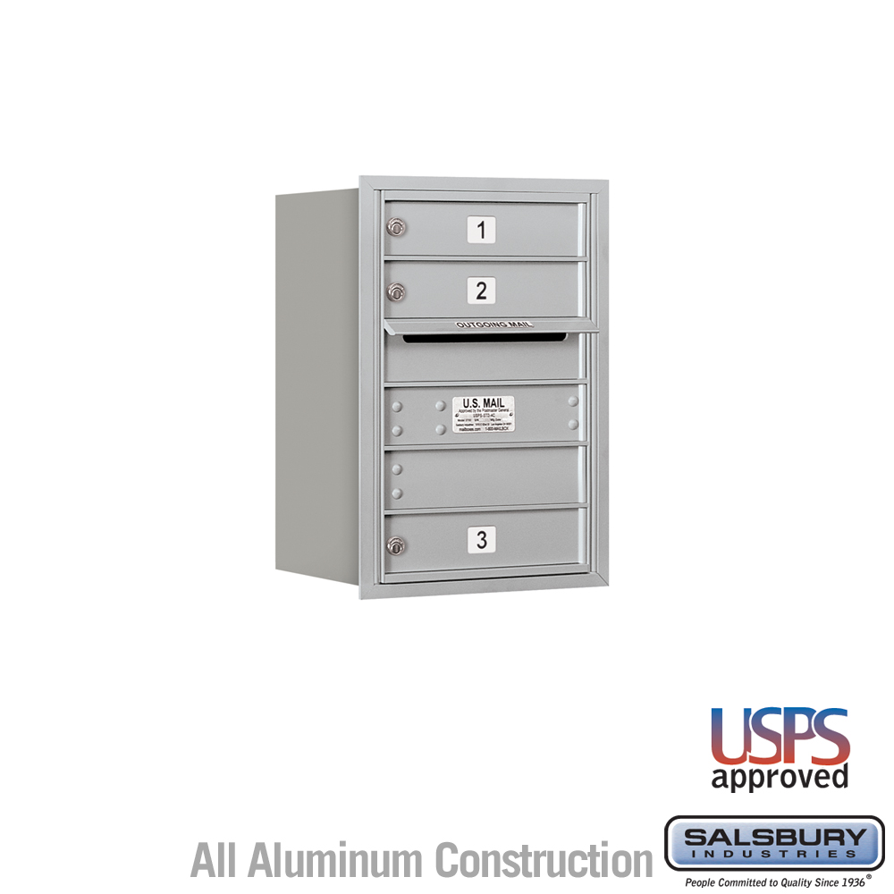 17 x 23.875 x 16.5 in. Recessed Mounted 4C Horizontal Mailbox - Rear Loading - USPS Access, Aluminum