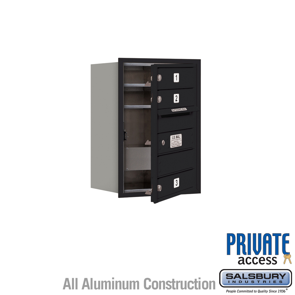 17 x 23.875 x 16.5 in. Recessed Mounted 4C Horizontal Mailbox - Front Loading - Private Access, Black