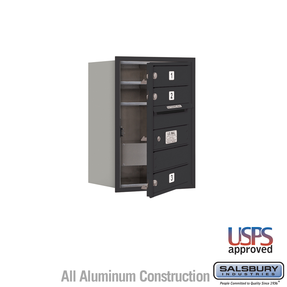 17 x 23.875 x 16.5 in. Recessed Mounted 4C Horizontal Mailbox - Front Loading - USPS Access, Black