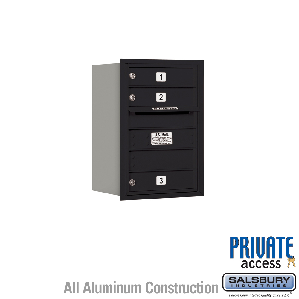 17 x 23.875 x 16.5 in. Recessed Mounted 4C Horizontal Mailbox - Rear Loading - Private Access, Black