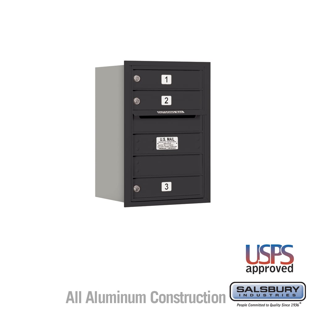 17 x 23.875 x 16.5 in. Recessed Mounted 4C Horizontal Mailbox - Rear Loading - USPS Access, Black