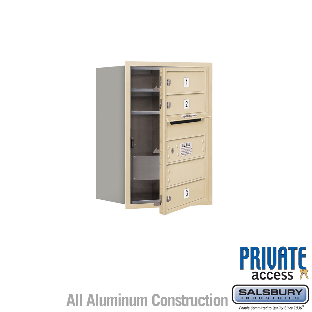 17 x 23.875 x 16.5 in. Recessed Mounted 4C Horizontal Mailbox - Front Loading - Private Access, Sandstone