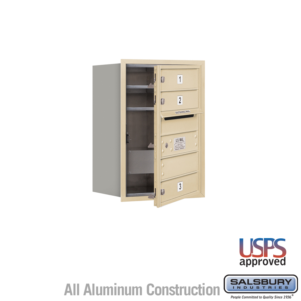 17 x 23.875 x 16.5 in. Recessed Mounted 4C Horizontal Mailbox - Front Loading - USPS Access, Sandstone