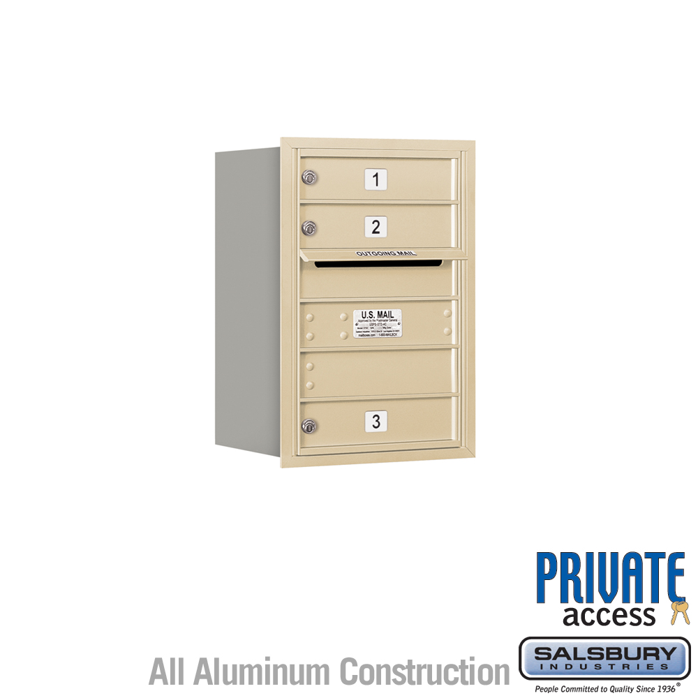 17 x 23.875 x 16.5 in. Recessed Mounted 4C Horizontal Mailbox - Rear Loading - Private Access, Sandstone