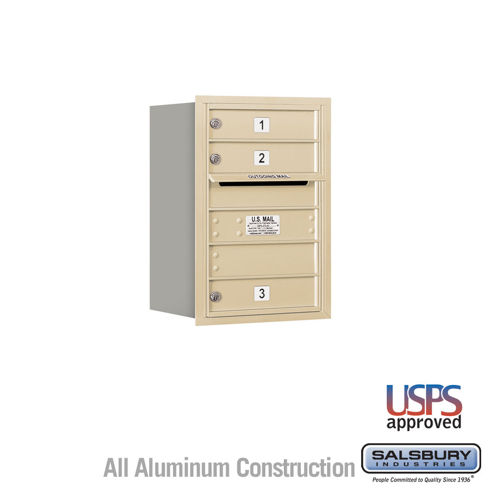 17 x 23.875 x 16.5 in. Recessed Mounted 4C Horizontal Mailbox - Rear Loading - USPS Access, Sandstone