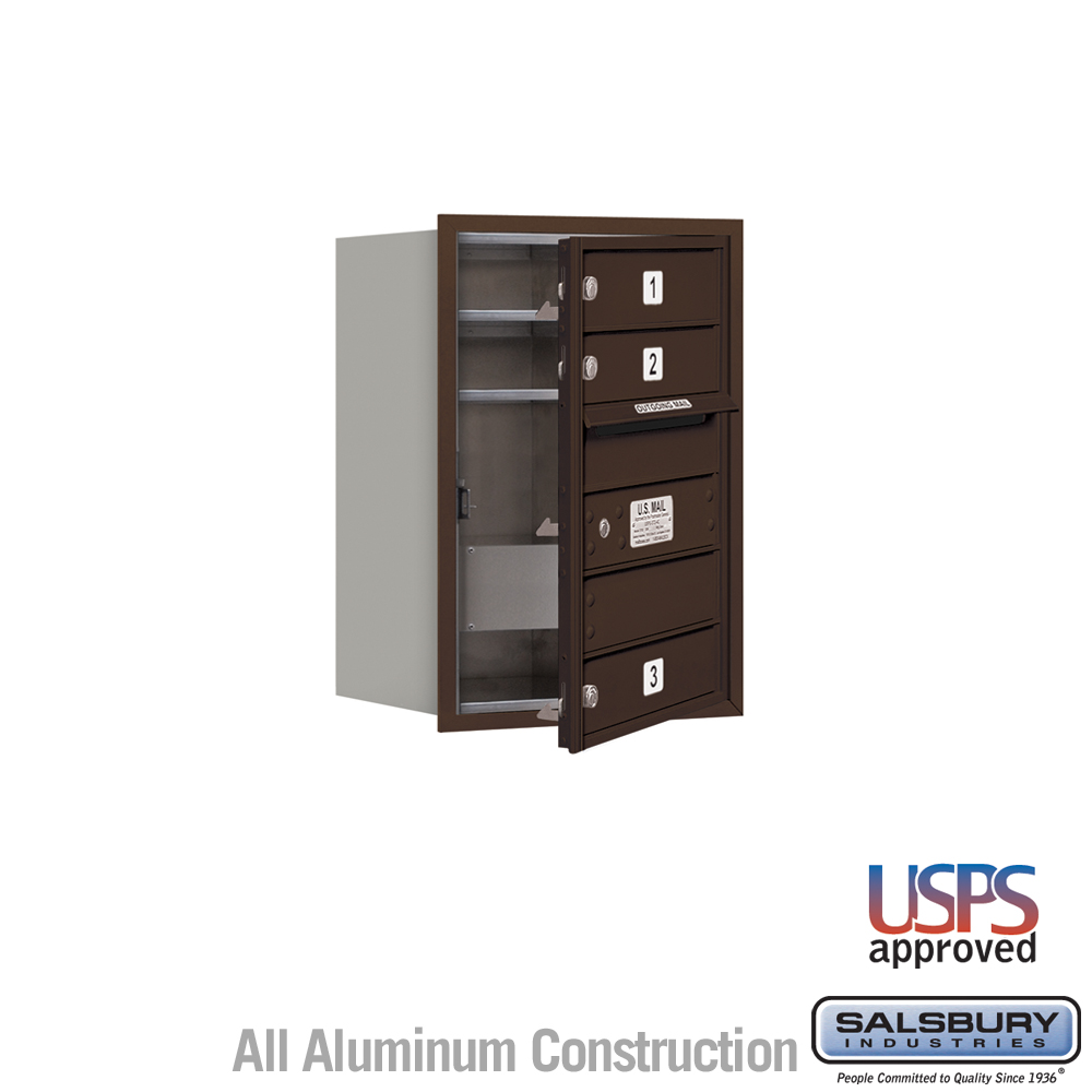 17 x 23.875 x 16.5 in. Recessed Mounted 4C Horizontal Mailbox - Front Loading - USPS Access, Bronze