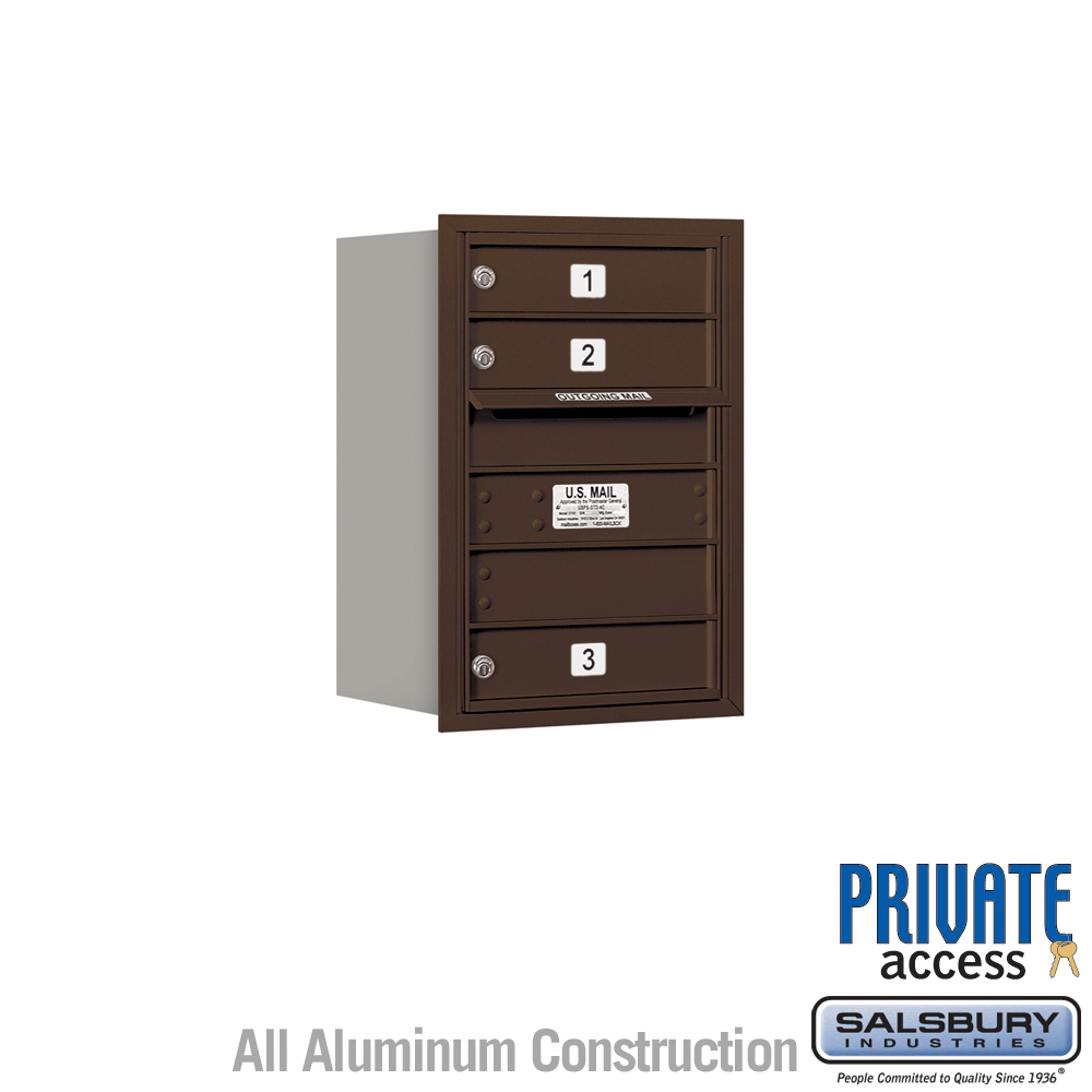 17 x 23.875 x 16.5 in. Recessed Mounted 4C Horizontal Mailbox - Rear Loading - Private Access, Bronze