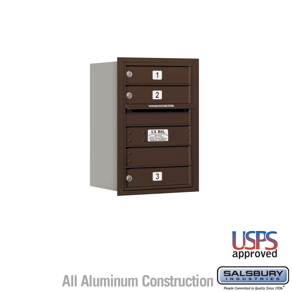 17 x 23.875 x 16.5 in. Recessed Mounted 4C Horizontal Mailbox - Rear Loading - USPS Access, Bronze