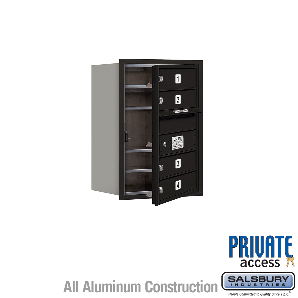 17 x 23.875 x 16.5 in. Recessed Mounted 4C Horizontal Mailbox - Front Loading - Private Access, Black