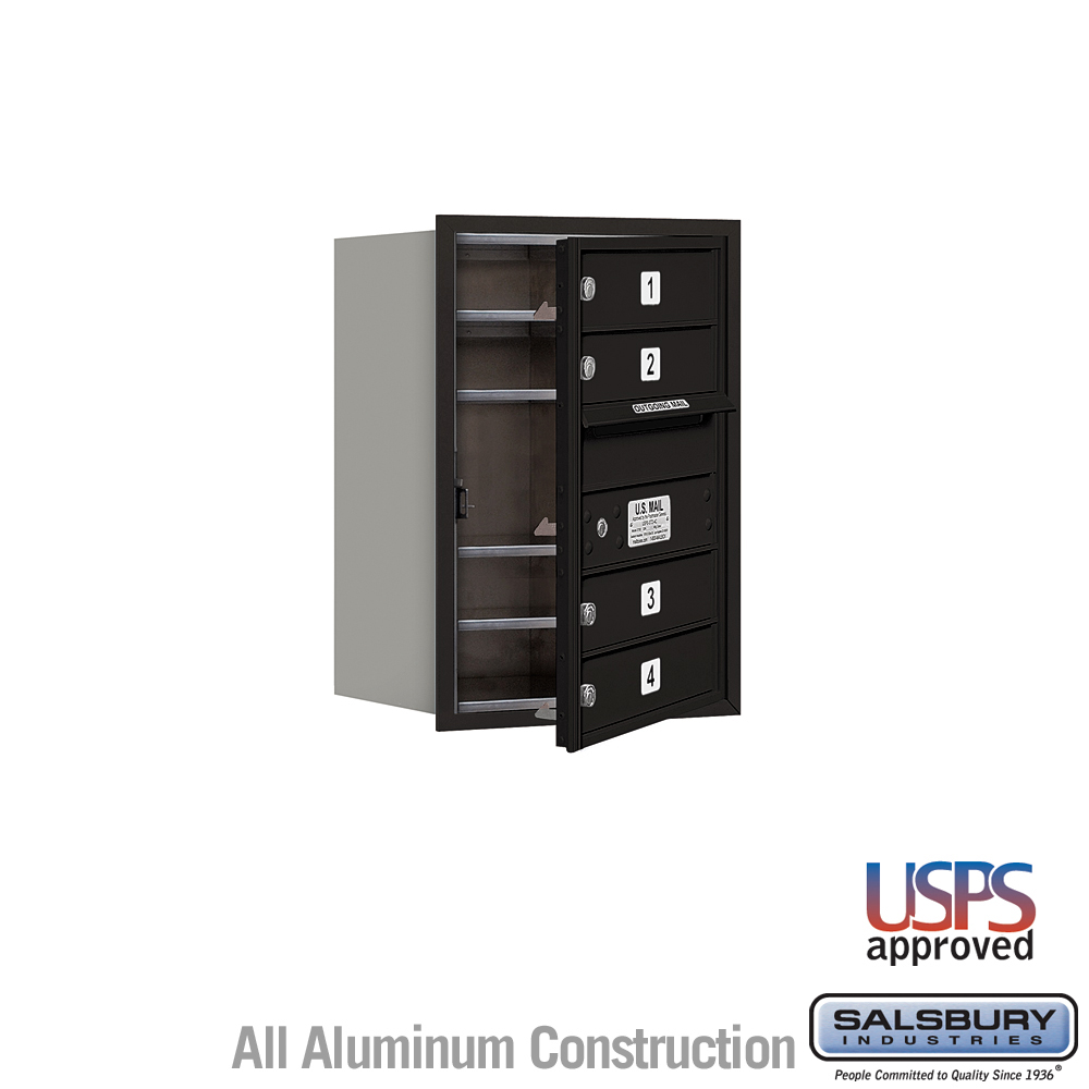 17 x 23.875 x 16.5 in. Recessed Mounted 4C Horizontal Mailbox - Front Loading - USPS Access, Black