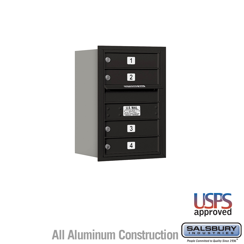 17 x 23.875 x 16.5 in. Recessed Mounted 4C Horizontal Mailbox - Rear Loading - USPS Access, Black