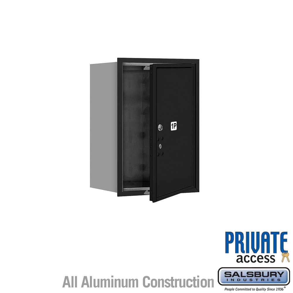 17 x 23.875 x 16.5 in. Recessed Mounted 4C Horizontal Mailbox - Front Loading - Private Access, Black