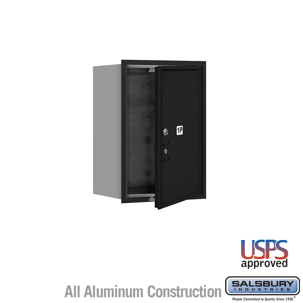 17 x 23.875 x 16.5 in. Recessed Mounted 4C Horizontal Mailbox - Front Loading - USPS Access, Black