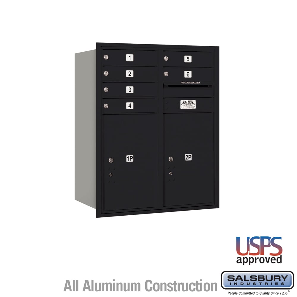 31.125 x 37.875 x 16.5 in. Recessed Mounted 4C Horizontal Mailbox - Rear Loading - USPS Access, Black