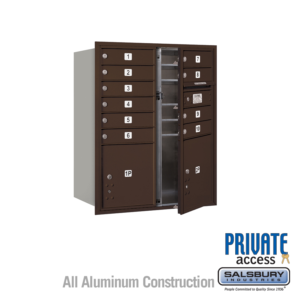 31.125 x 37.875 x 16.5 in. Recessed Mounted 4C Horizontal Mailbox - Front Loading - Private Access, Bronze