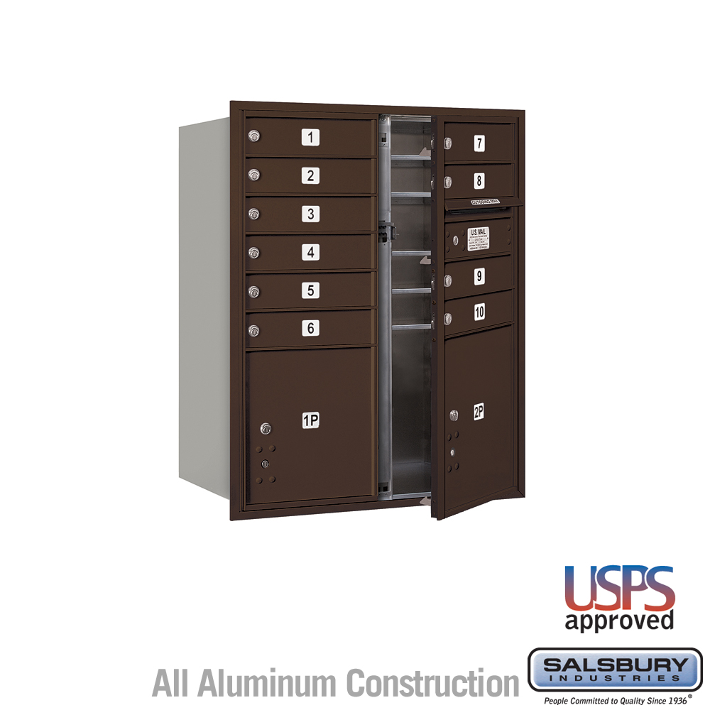 31.125 x 37.875 x 16.5 in. Recessed Mounted 4C Horizontal Mailbox - Front Loading - USPS Access, Bronze