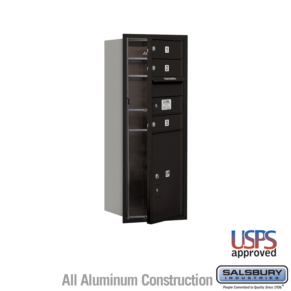 17 x 37.875 x 16.5 in. Recessed Mounted 4C Horizontal Mailbox - Front Loading - USPS Access, Black