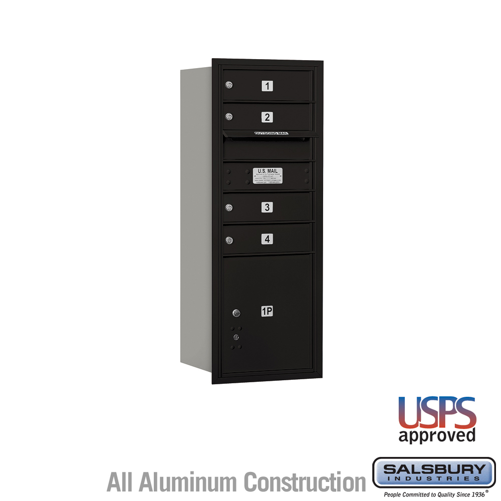 17 x 37.875 x 16.5 in. Recessed Mounted 4C Horizontal Mailbox - Rear Loading - USPS Access, Black