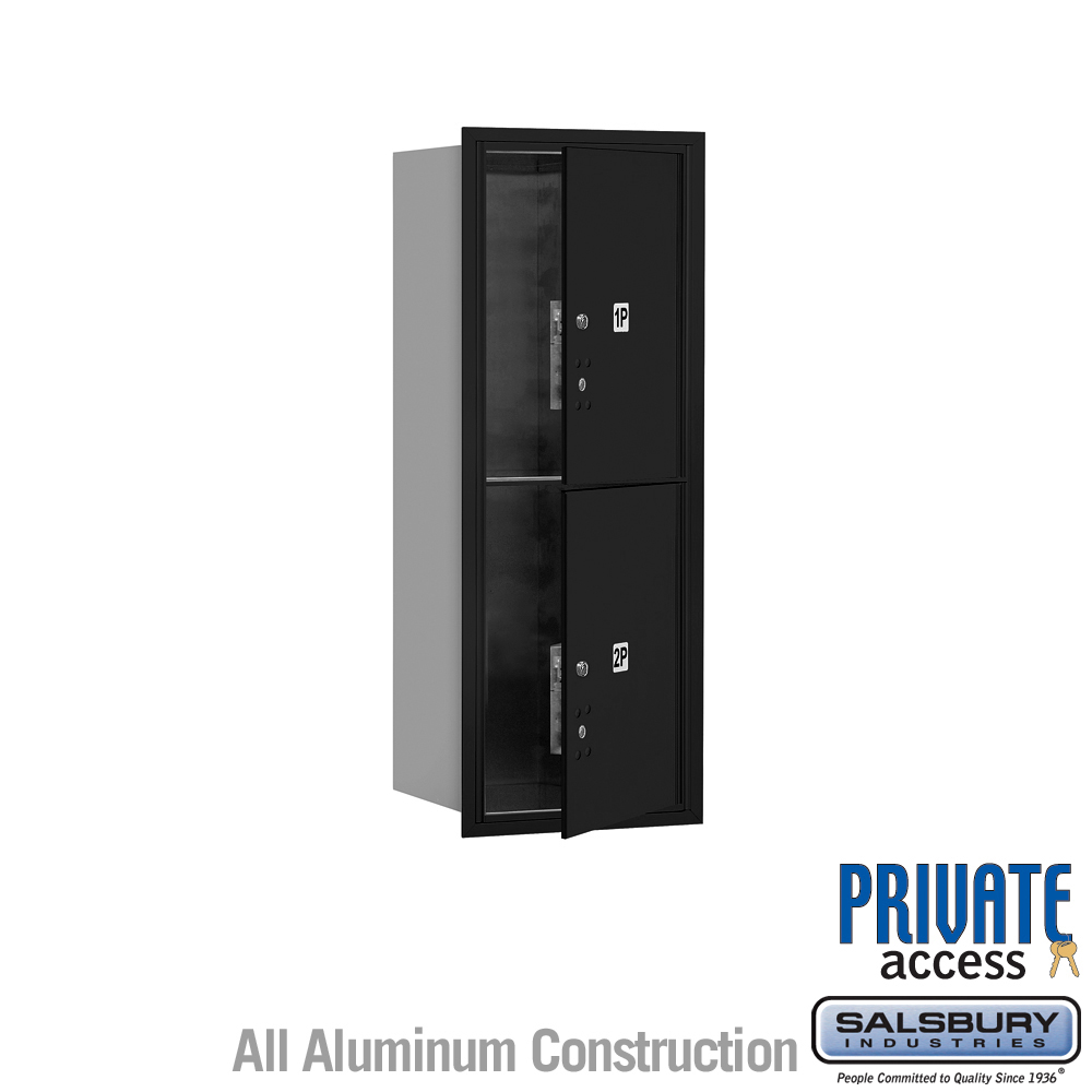 17 x 37.875 x 16.5 in. Recessed Mounted 4C Horizontal Mailbox - Front Loading - Private Access, Black