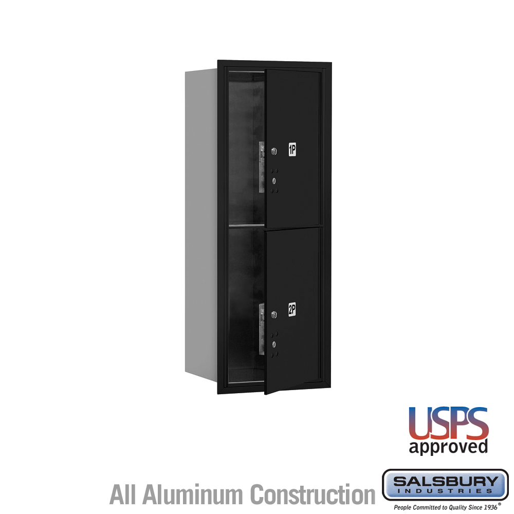 17 x 37.875 x 16.5 in. Recessed Mounted 4C Horizontal Mailbox - Front Loading - USPS Access, Black