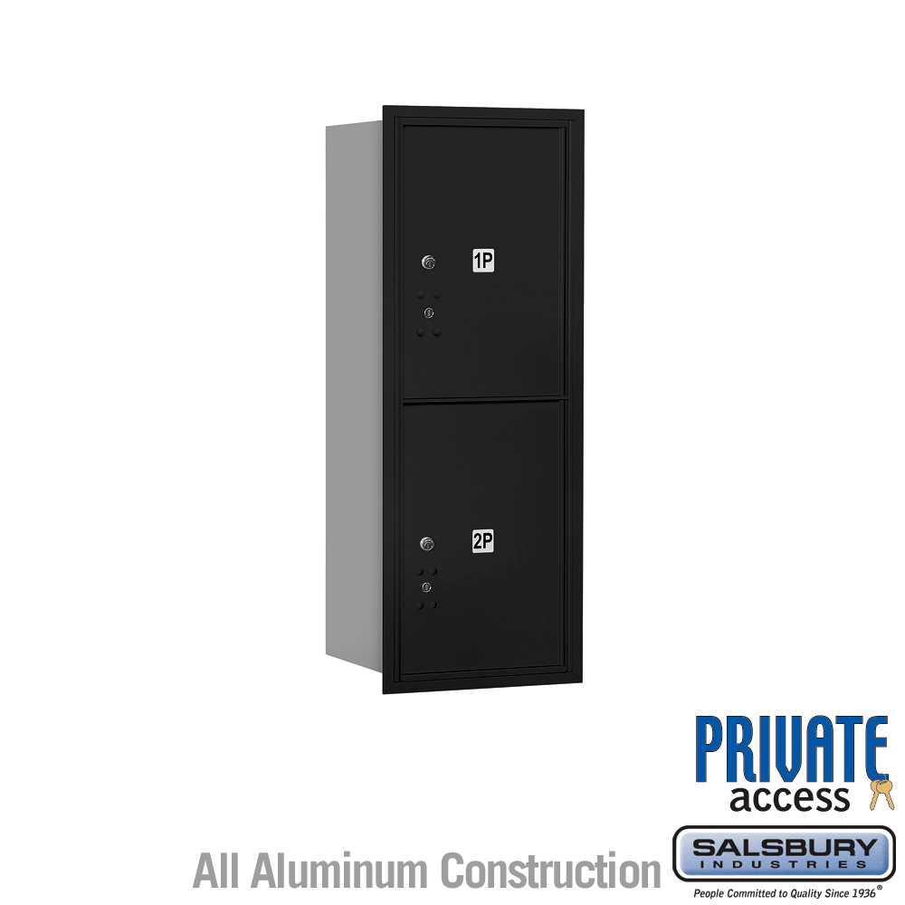 17 x 37.875 x 16.5 in. Recessed Mounted 4C Horizontal Mailbox - Rear Loading - Private Access, Black