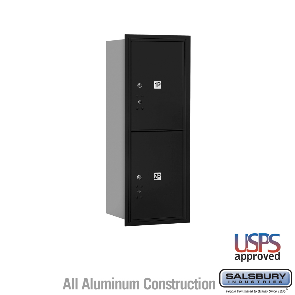 17 x 37.875 x 16.5 in. Recessed Mounted 4C Horizontal Mailbox - Rear Loading - USPS Access, Black