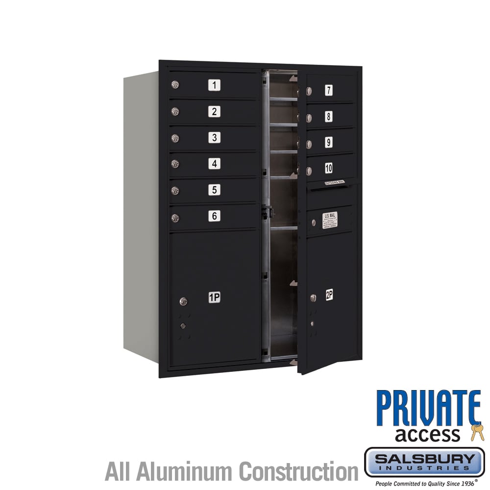 31.125 x 41.375 x 16.5 in. Recessed Mounted 4C Horizontal Mailbox - Front Loading - Private Access, Black
