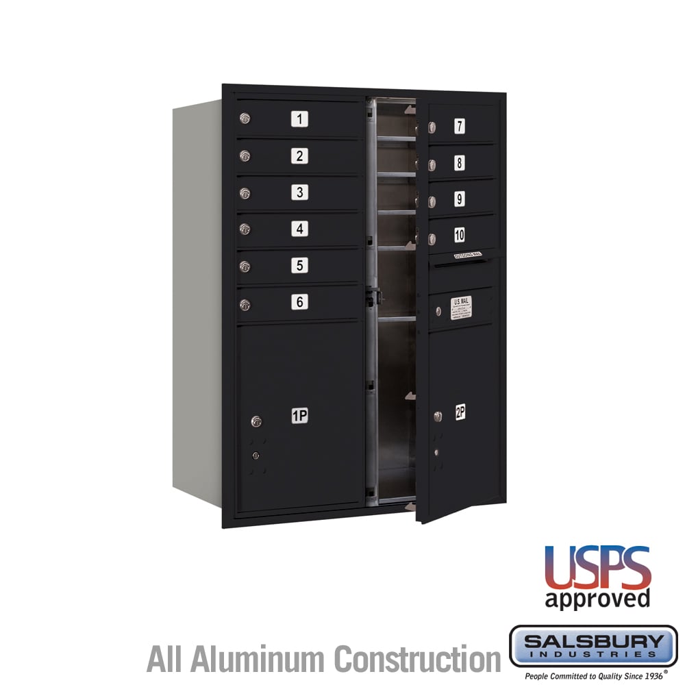 31.125 x 41.375 x 16.5 in. Recessed Mounted 4C Horizontal Mailbox - Front Loading - USPS Access, Black