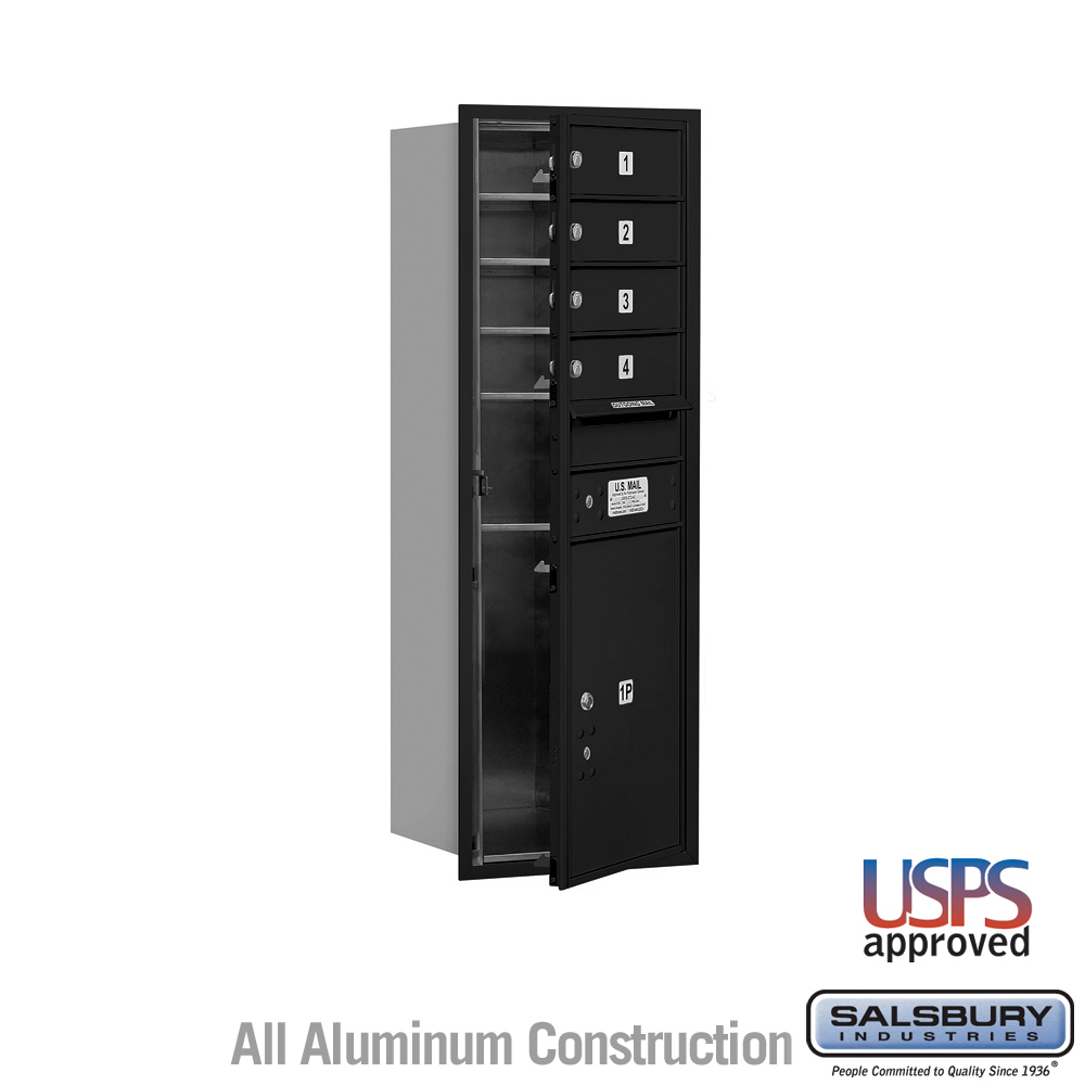 17 x 41.375 x 16.5 in. Recessed Mounted 4C Horizontal Mailbox - Front Loading - USPS Access, Black