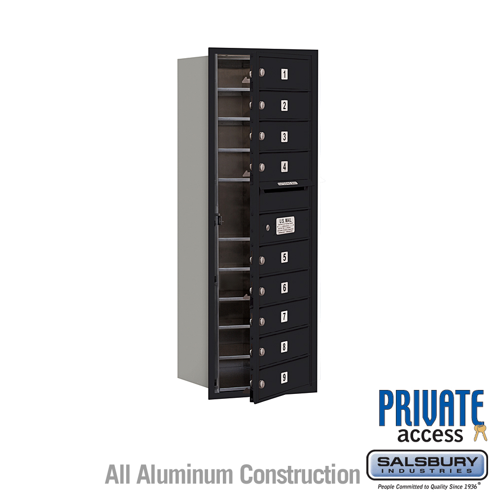 17 x 41.375 x 16.5 in. Recessed Mounted 4C Horizontal Mailbox - Front Loading - Private Access, Black