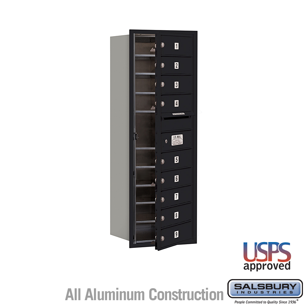 17 x 41.375 x 16.5 in. Recessed Mounted 4C Horizontal Mailbox - Front Loading - USPS Access, Black