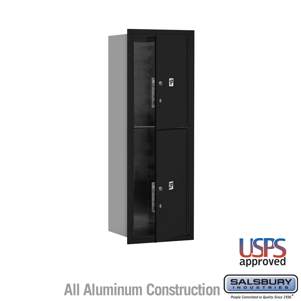 17 x 41.375 x 16.5 in. Recessed Mounted 4C Horizontal Mailbox - Front Loading - USPS Access, Black