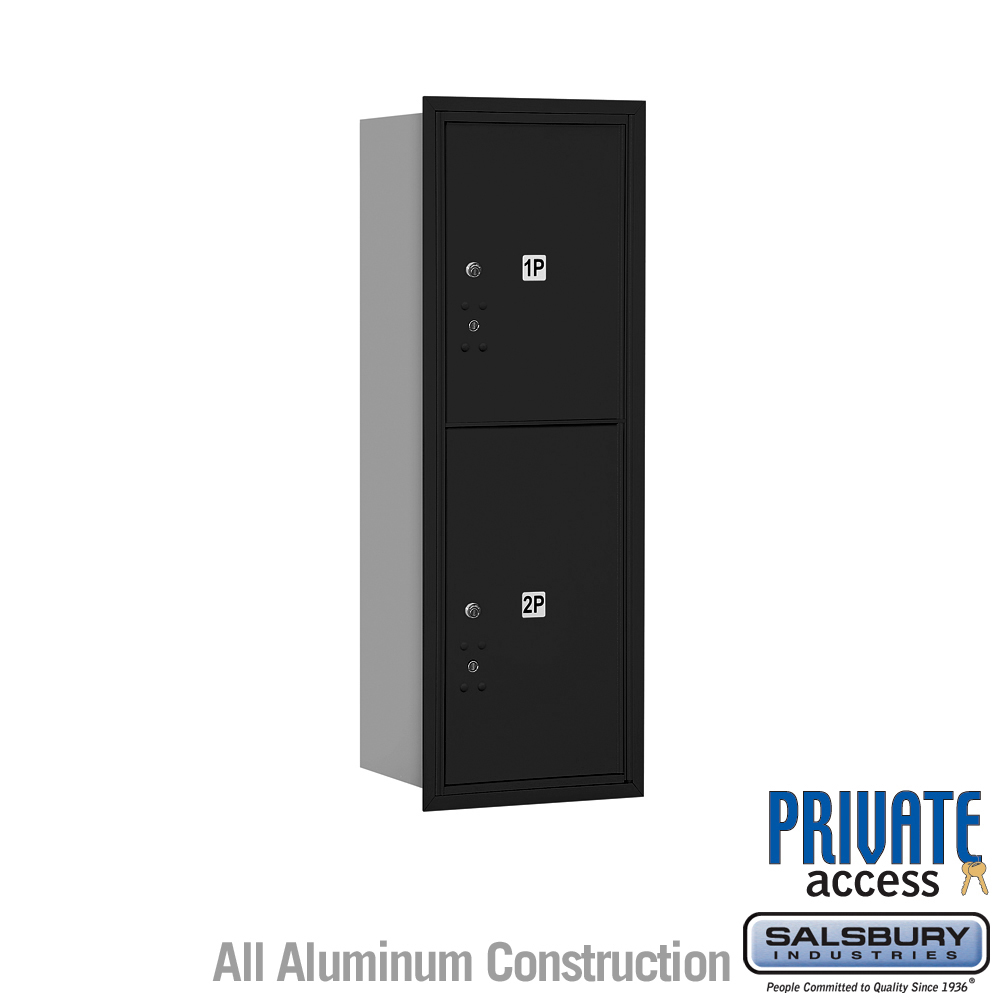 17 x 41.375 x 16.5 in. Recessed Mounted 4C Horizontal Mailbox - Rear Loading - Private Access, Black