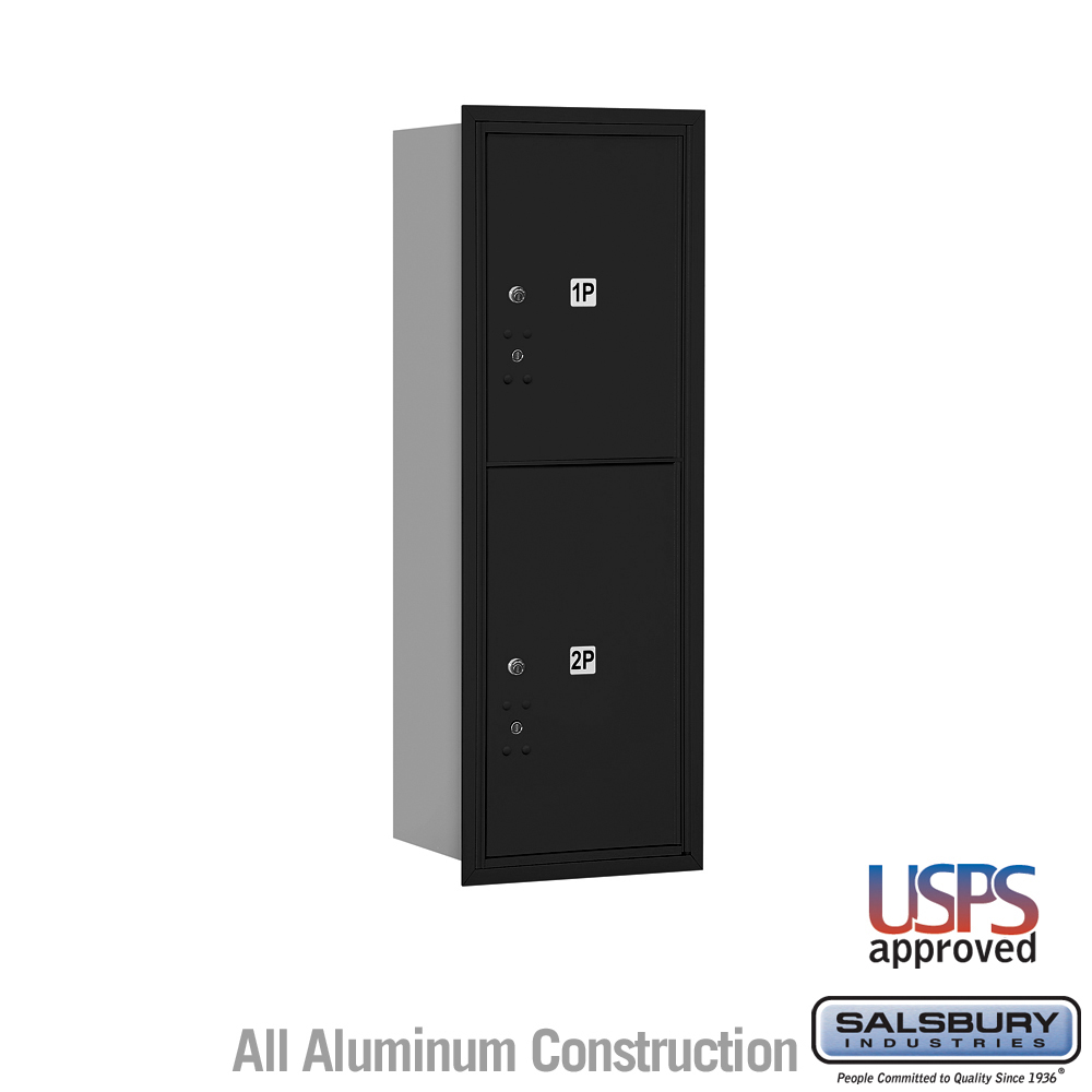 17 x 41.375 x 16.5 in. Recessed Mounted 4C Horizontal Mailbox - Rear Loading - USPS Access, Black
