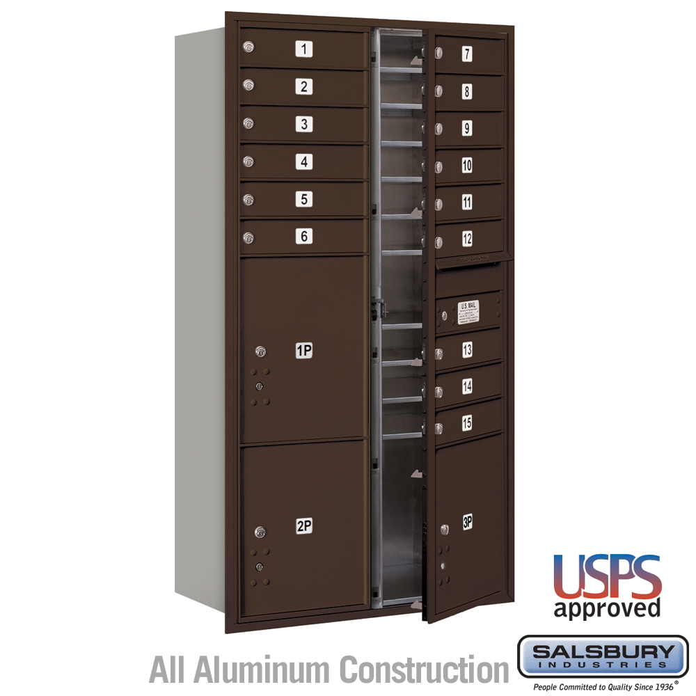 31.125 x 57.125 x 16.5 in. Recessed Mounted 4C Horizontal Mailbox - Front Loading - USPS Access, Bronze
