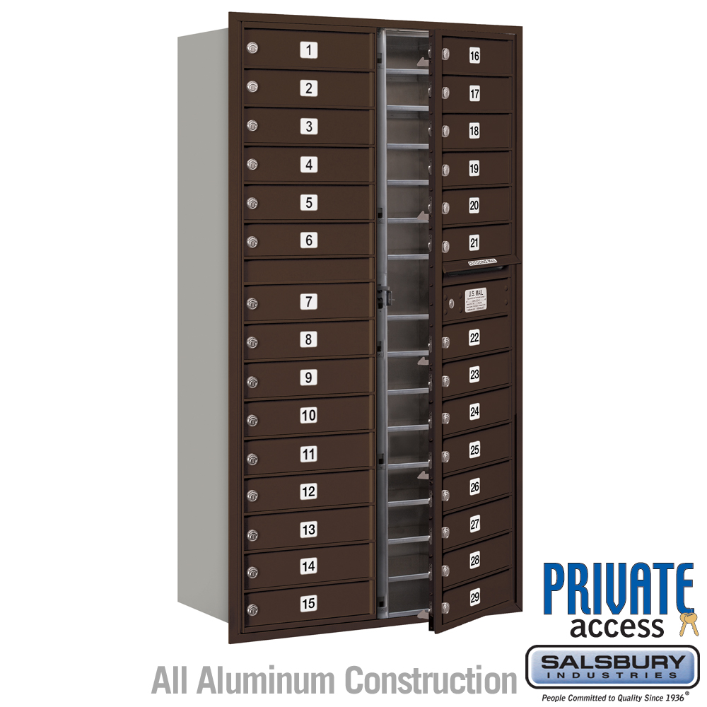 31.125 x 57.125 x 16.5 in. Recessed Mounted 4C Horizontal Mailbox - Front Loading - Private Access, Bronze