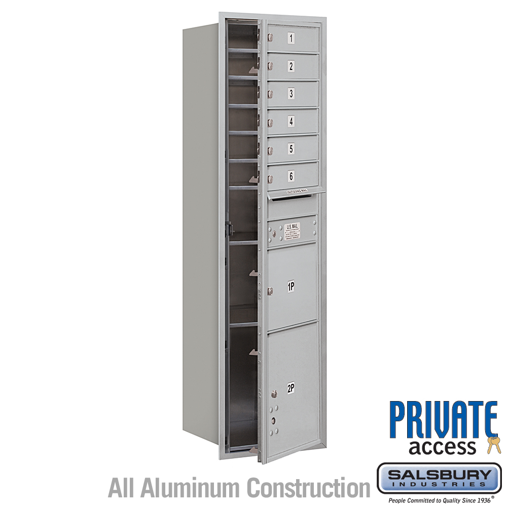 17 x 57.125 x 16.5 in. Recessed Mounted 4C Horizontal Mailbox - Front Loading - Private Access, Aluminum