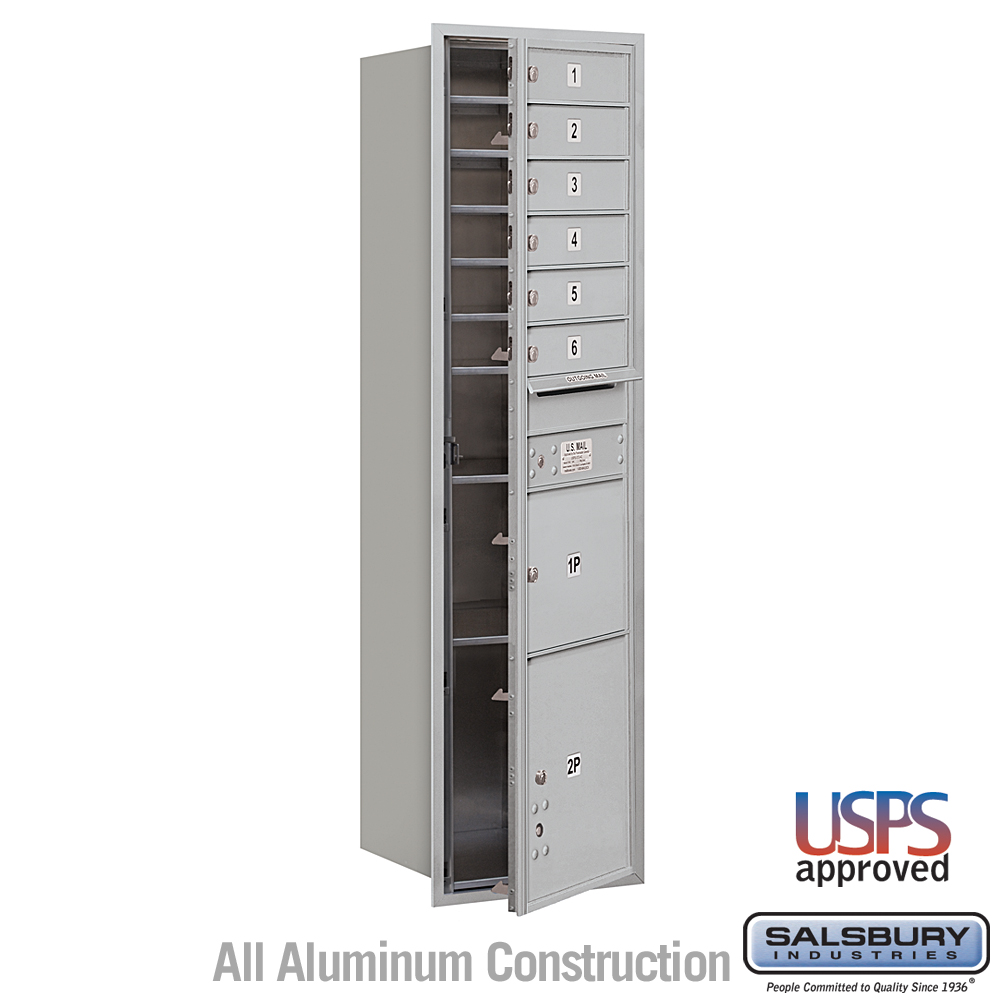 17 x 57.125 x 16.5 in. Recessed Mounted 4C Horizontal Mailbox - Front Loading - USPS Access, Aluminum