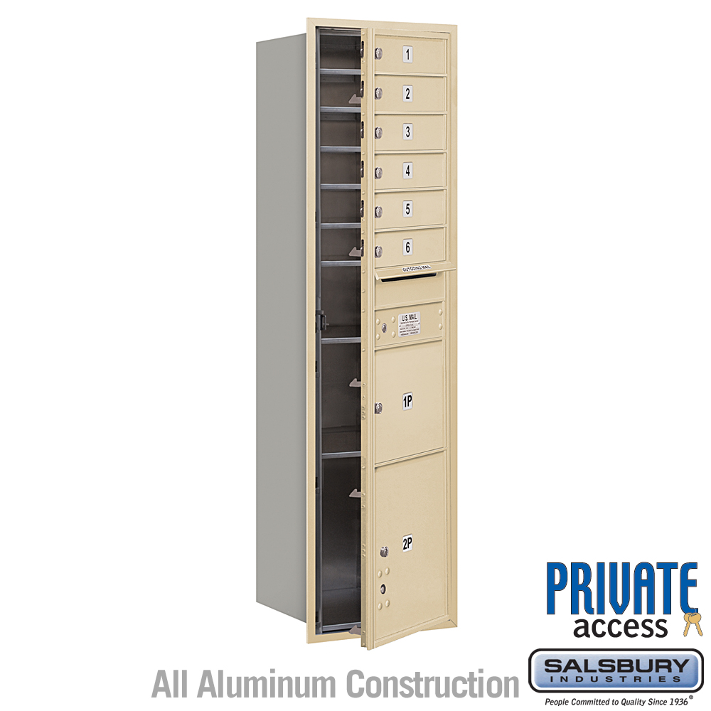 17 x 57.125 x 16.5 in. Recessed Mounted 4C Horizontal Mailbox - Front Loading - Private Access, Sandstone