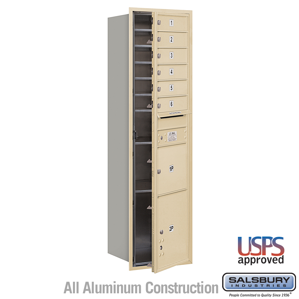 17 x 57.125 x 16.5 in. Recessed Mounted 4C Horizontal Mailbox - Front Loading - USPS Access, Sandstone