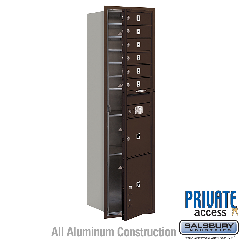 17 x 57.125 x 16.5 in. Recessed Mounted 4C Horizontal Mailbox - Front Loading - Private Access, Bronze