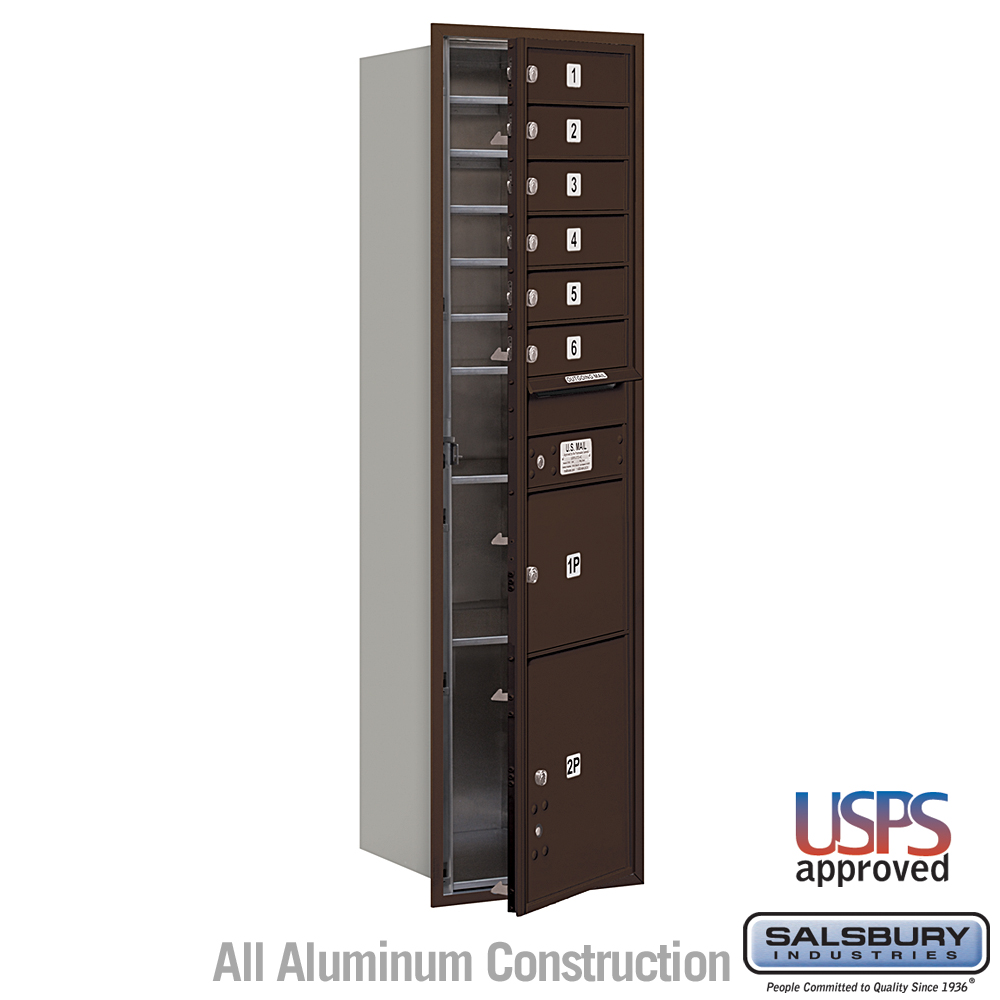 17 x 57.125 x 16.5 in. Recessed Mounted 4C Horizontal Mailbox - Front Loading - USPS Access, Bronze