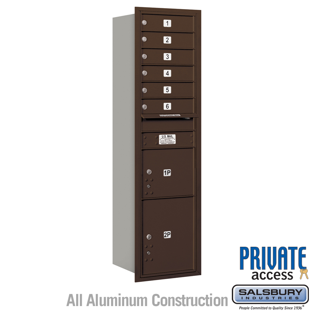 17 x 57.125 x 16.5 in. Recessed Mounted 4C Horizontal Mailbox - Rear Loading - Private Access, Bronze