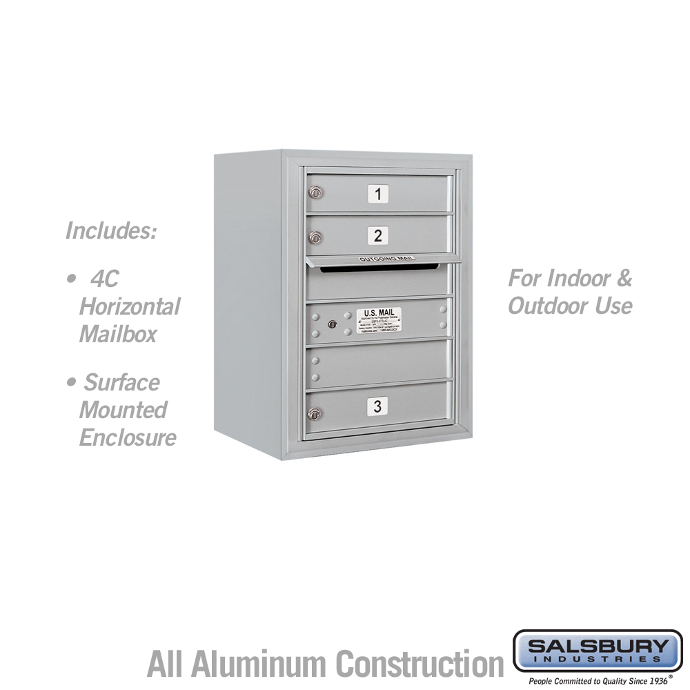 17.75 x 24.5 x 17 in. Surface Mounted 4C Horizontal Mailbox Unit - Front Loading - USPS Access, Aluminum