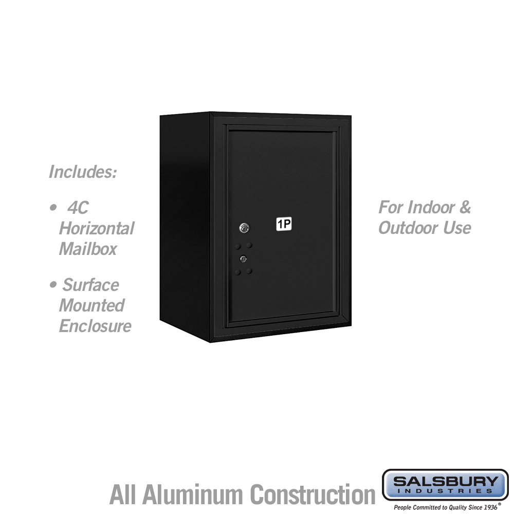 17.75 x 24.5 x 17 in. Surface Mounted 4C Horizontal Mailbox Unit - Front Loading - USPS Access, Black
