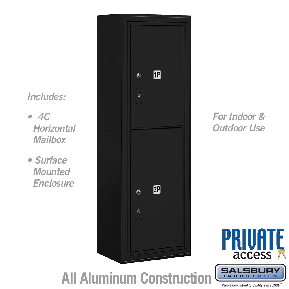 17.75 x 42 x 17 in. Surface Mounted 4C Horizontal Mailbox Unit - Front Loading -, Black