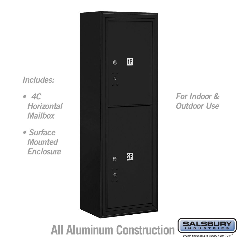 17.75 x 42 x 17 in. Surface Mounted 4C Horizontal Mailbox Unit - Front Loading - USPS Access, Black